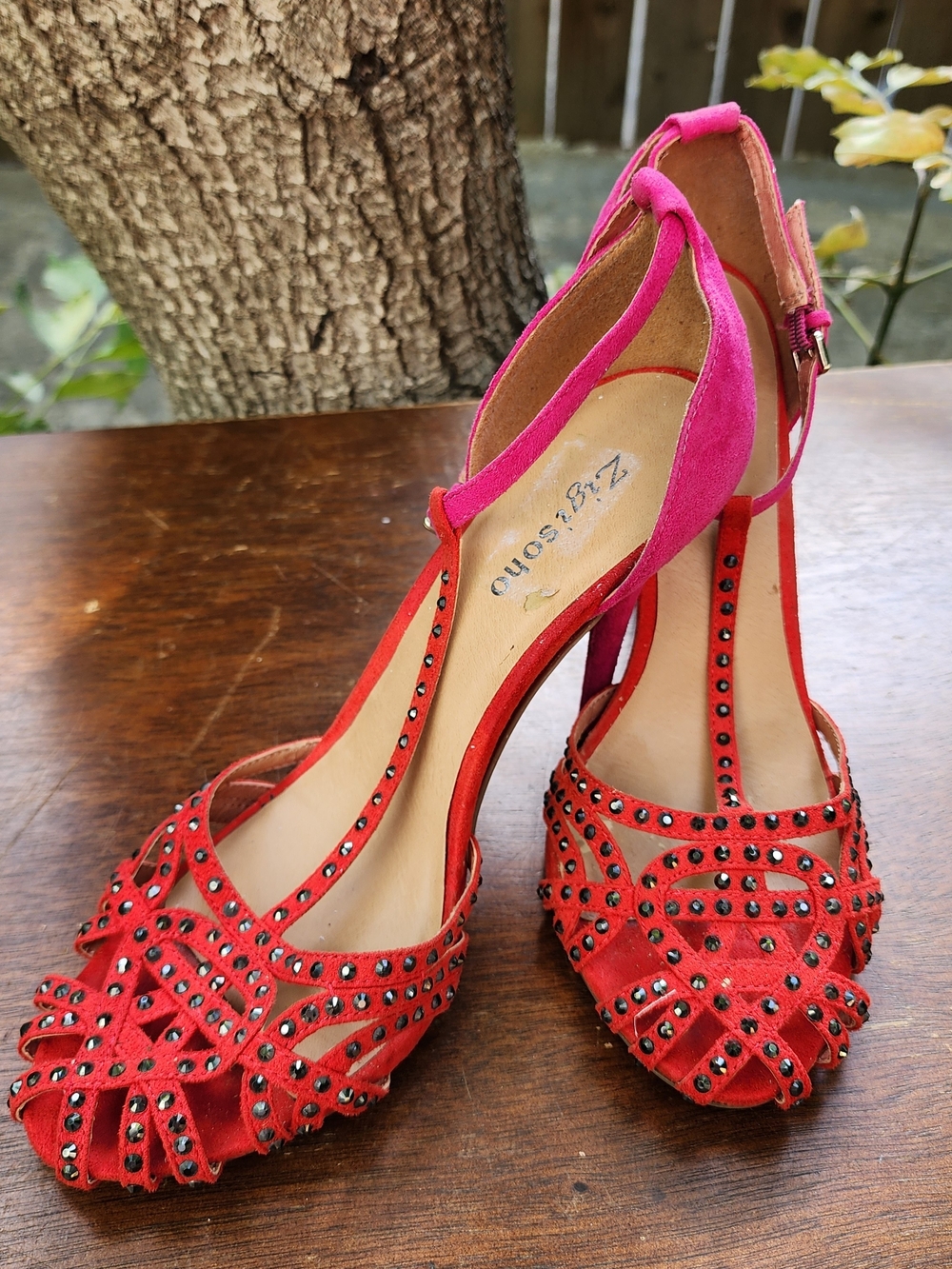 Zigi Soho Pink Rhinestone Studded Strappy Heels Open Toe Stiletto Pump 9.5M